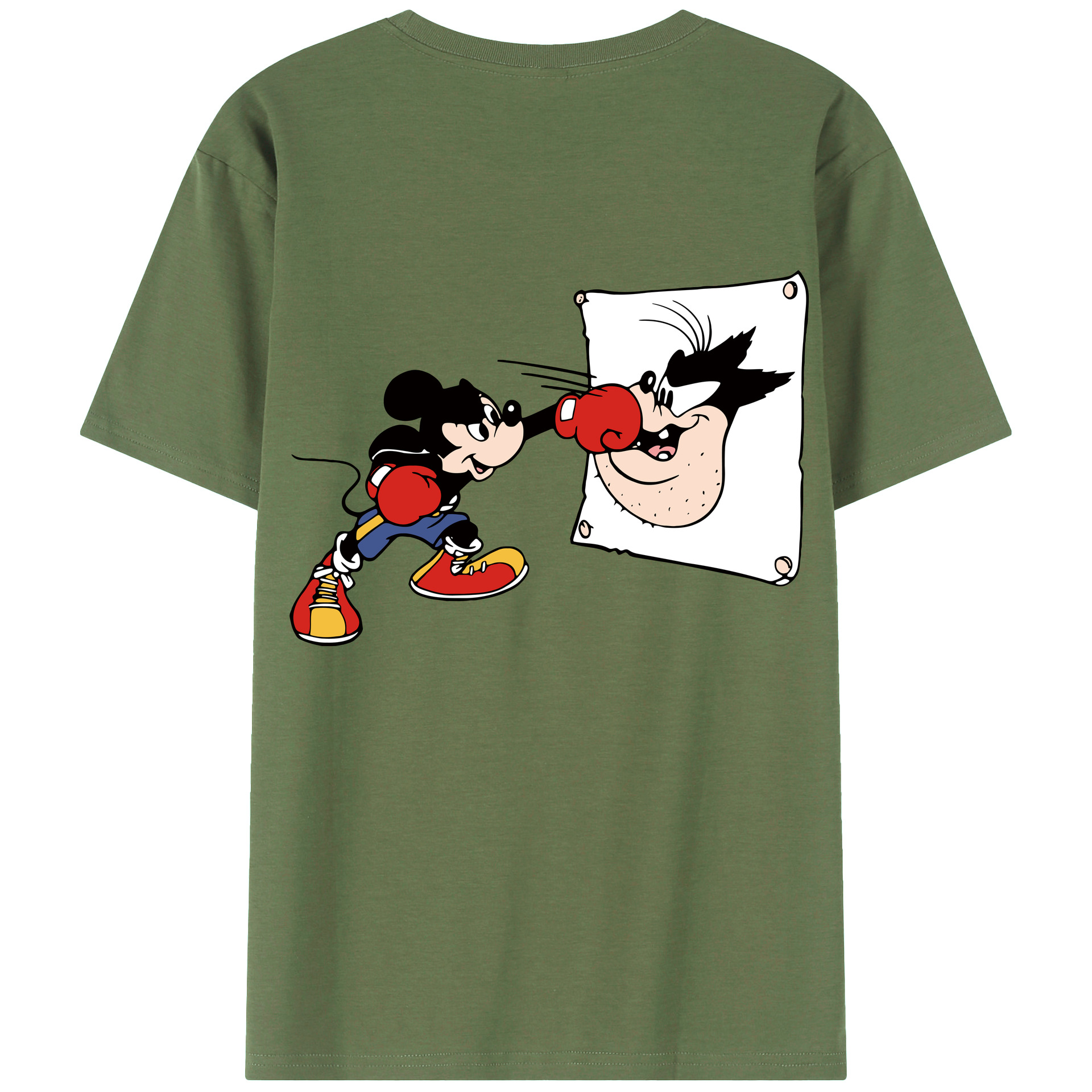 ミッキーマウス Mickey Mouse 綿100％ メンズ半袖Tシャツ（バックプリント） 通気性